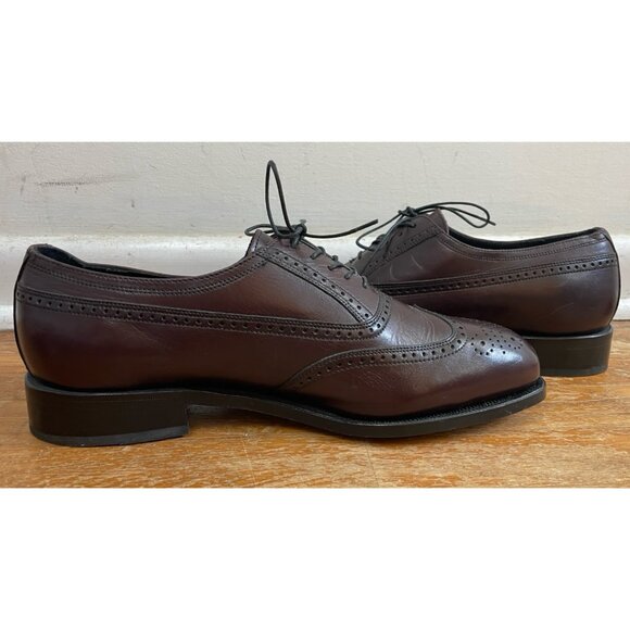 Vintage Mens Florsheim Wingtip Oxfords Size 10 Brown Leather Shoes - Picture 5 of 6
